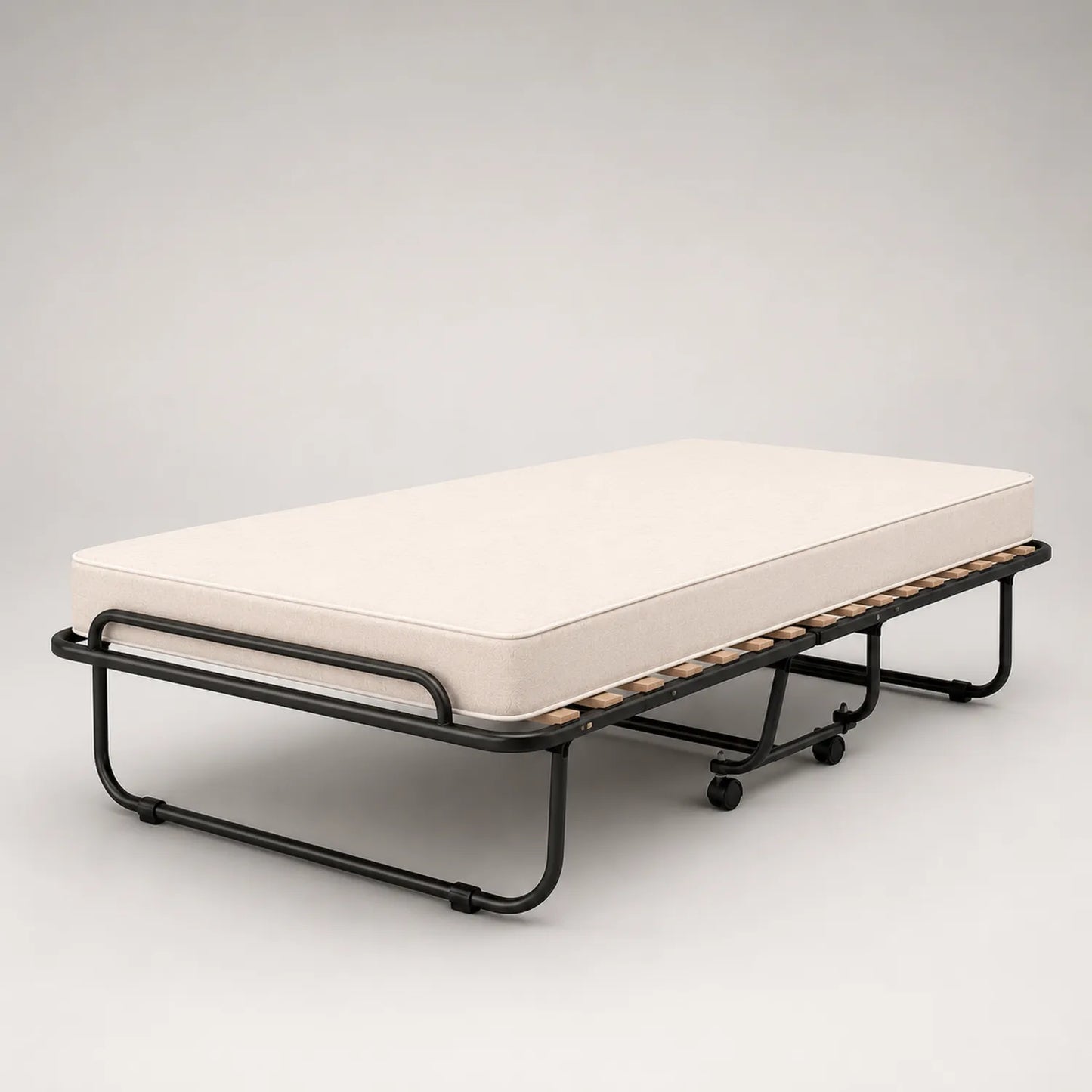 Klappbares Gästebett mit Metallrahmen und Rollen Beige 190cm x 80cm