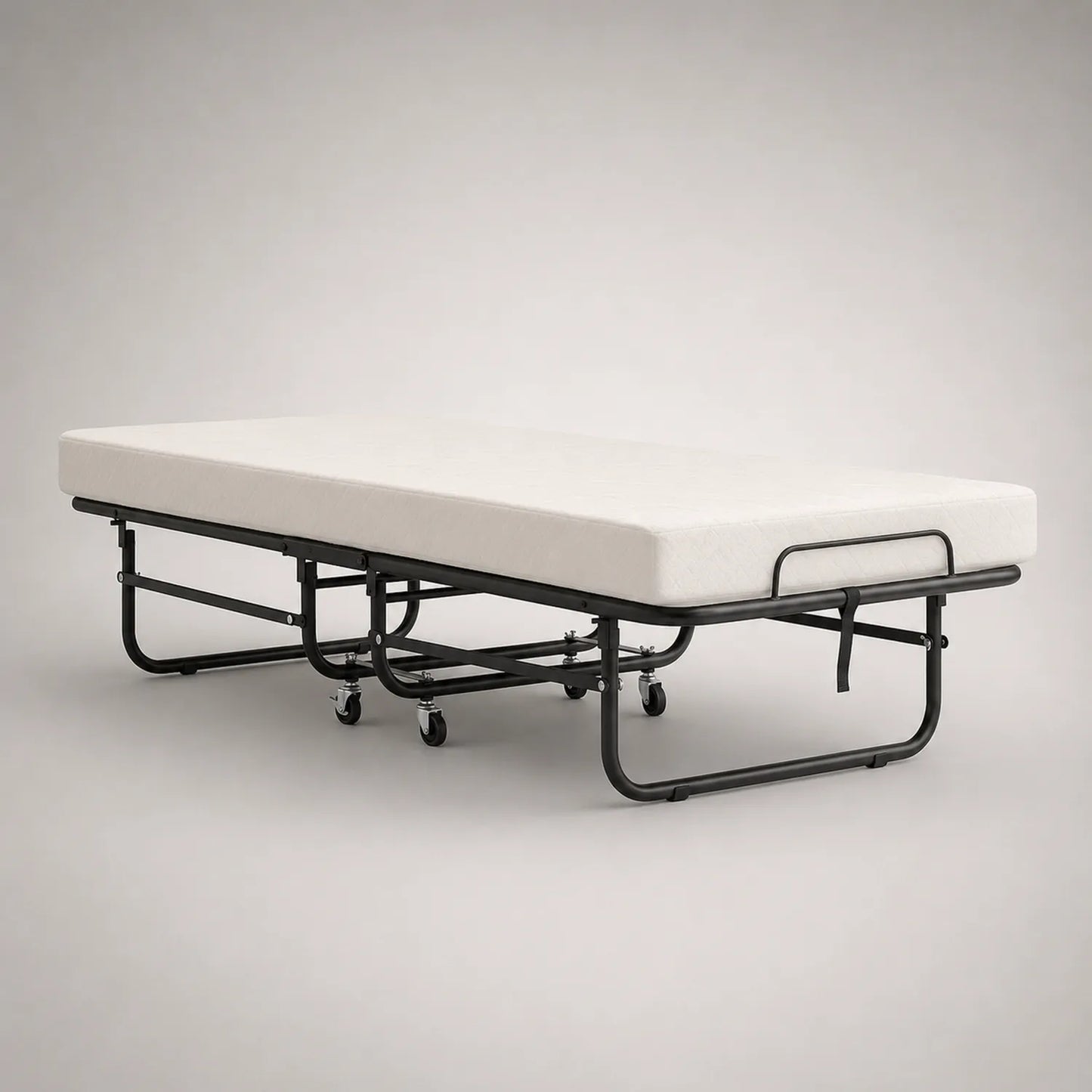 Metall Klappbett mit Memory-Schaumstoffmatratze 90x200 cm Schwarz