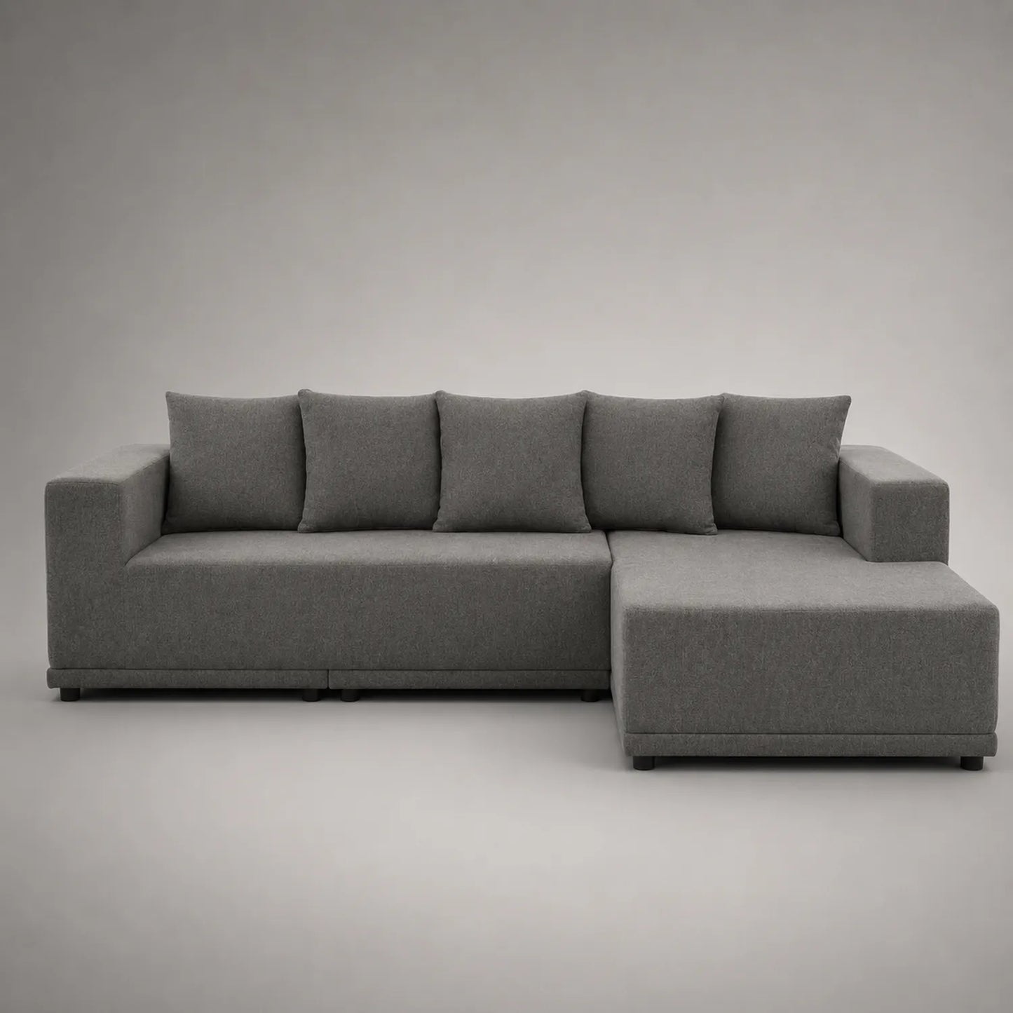 Ecksofa mit Ottomane, Stoff, Grau
