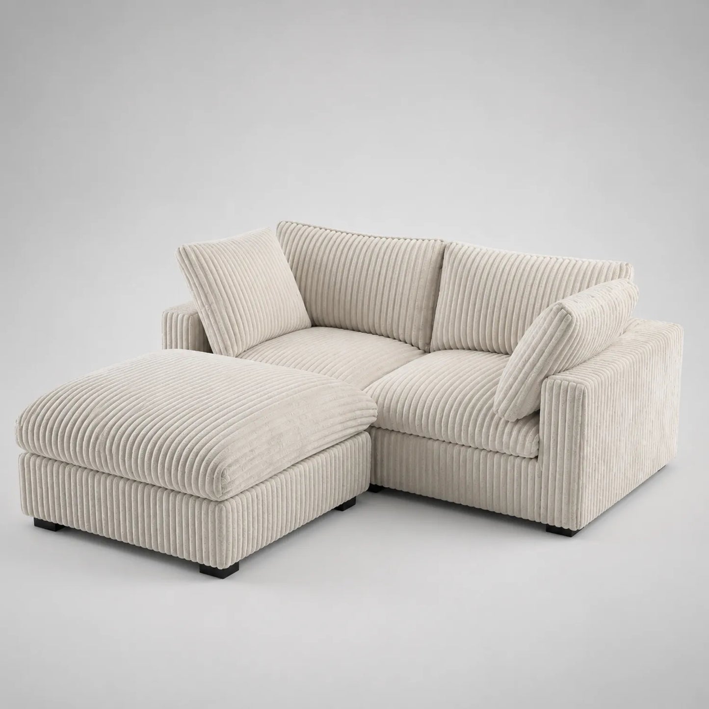 Ecksofa aus Cordstoff Beige mit Ottomane