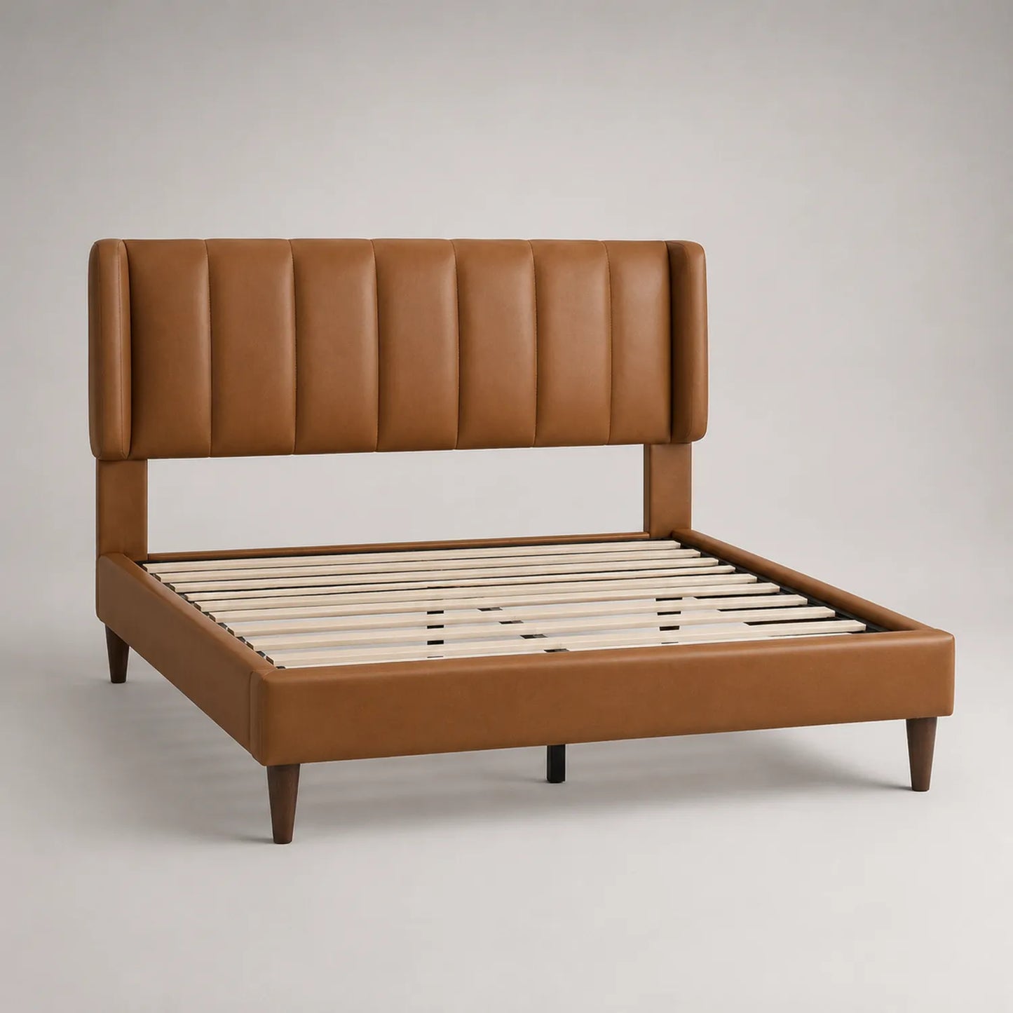 Bett aus Massivholz mit PU-Leder 200x160 cm Braun