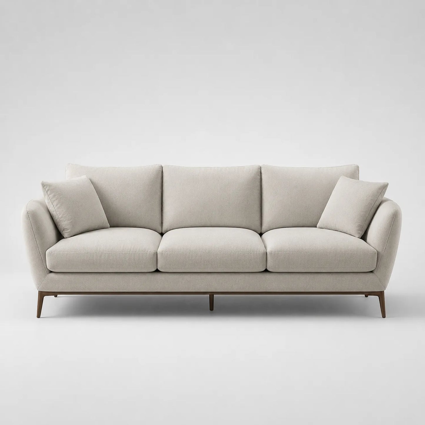 3-Sitzer Sofa Beige Polyester mit Holzbeinen