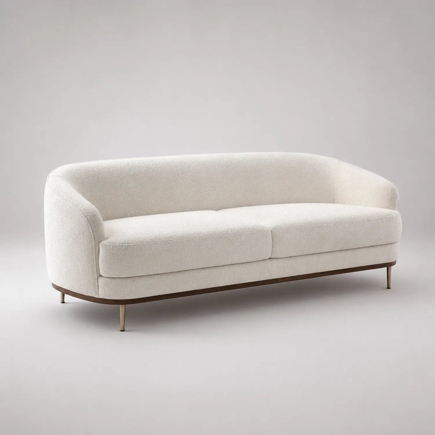 3-Sitzer Sofa Bouclé-Stoff Holzrahmen Metallbeine Beige 220 cm