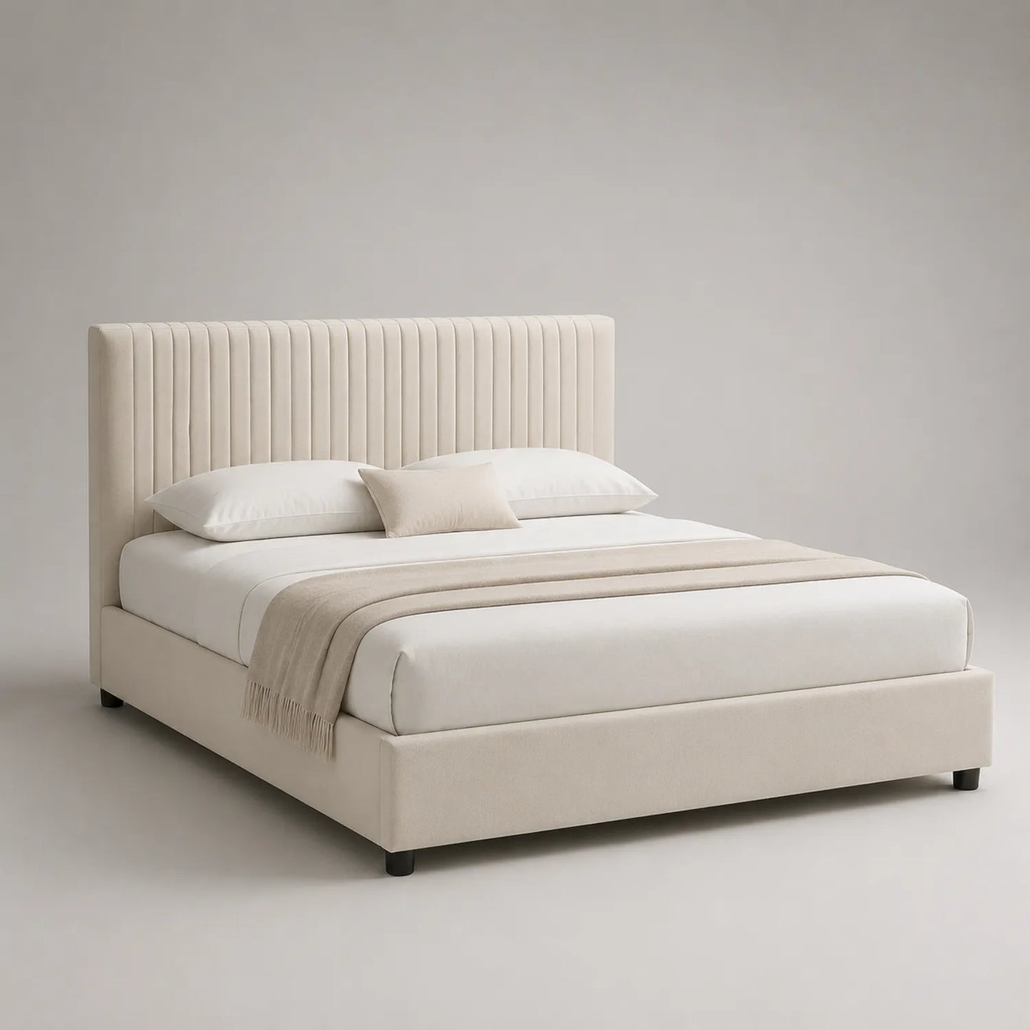 Polsterbett mit Samtbezug und Kopfteil 200x160 cm Beige