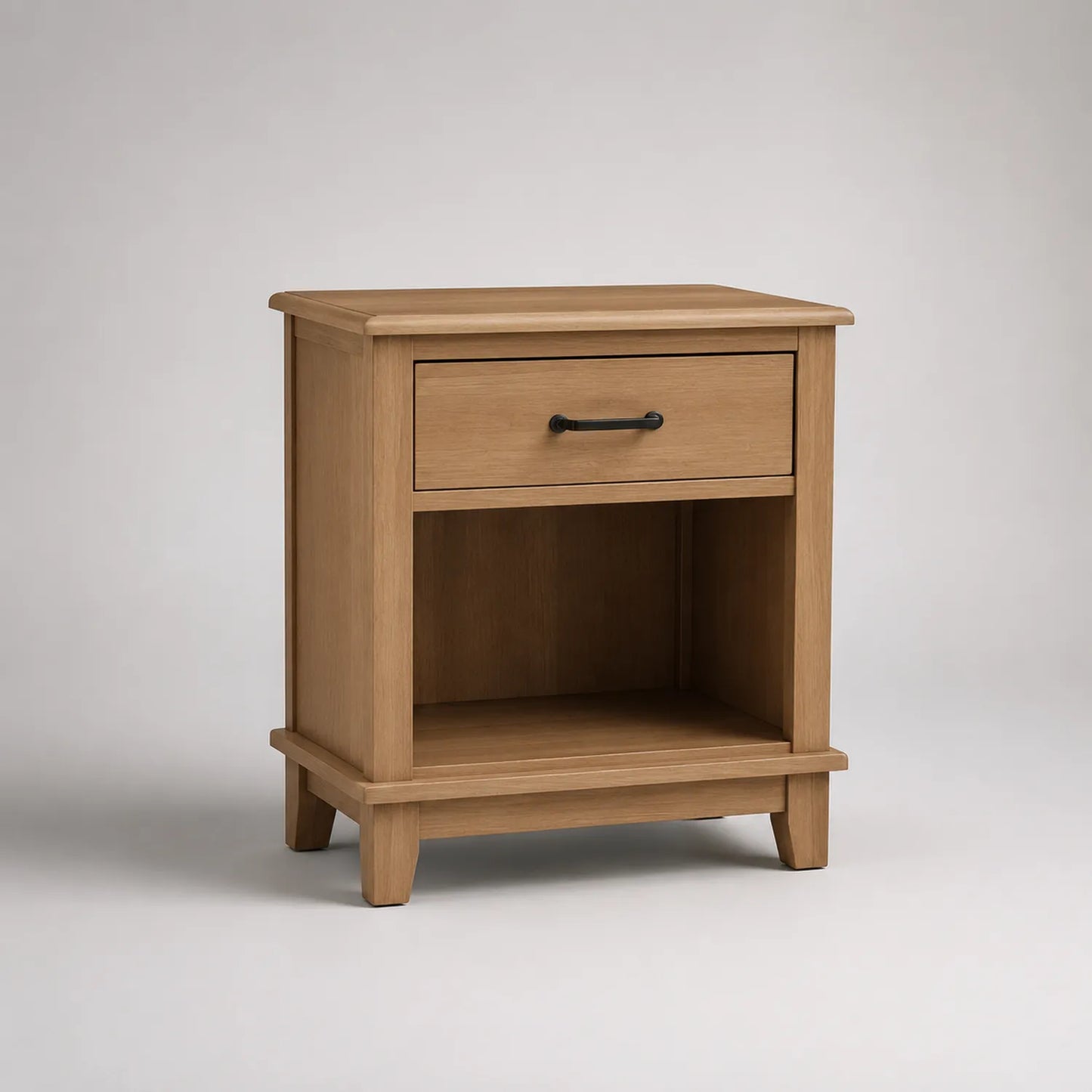 Nachttisch aus Eiche Massivholz mit Schublade und Regal 60 cm