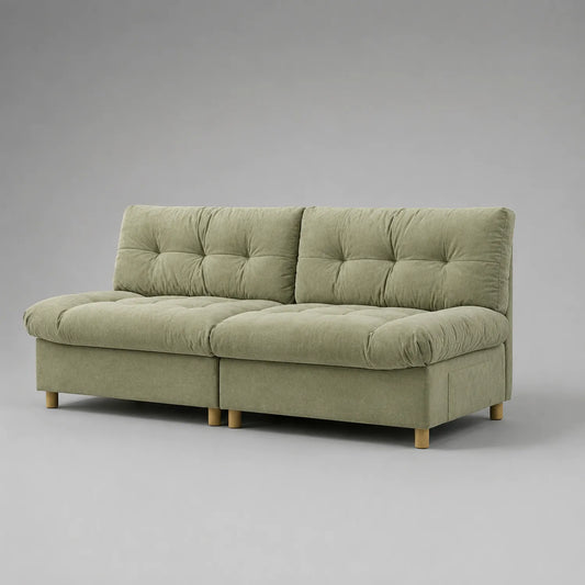 Sofa 2-Sitzer Stoff Olivgrün Holzbeine 200cm