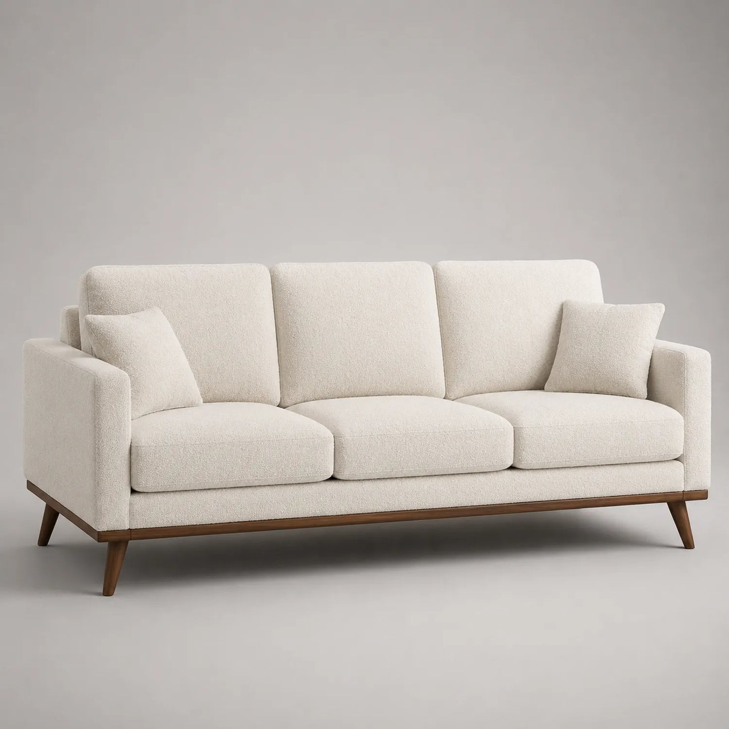 3-Sitzer Sofa mit Holzgestell und Polyestergewebe Beige