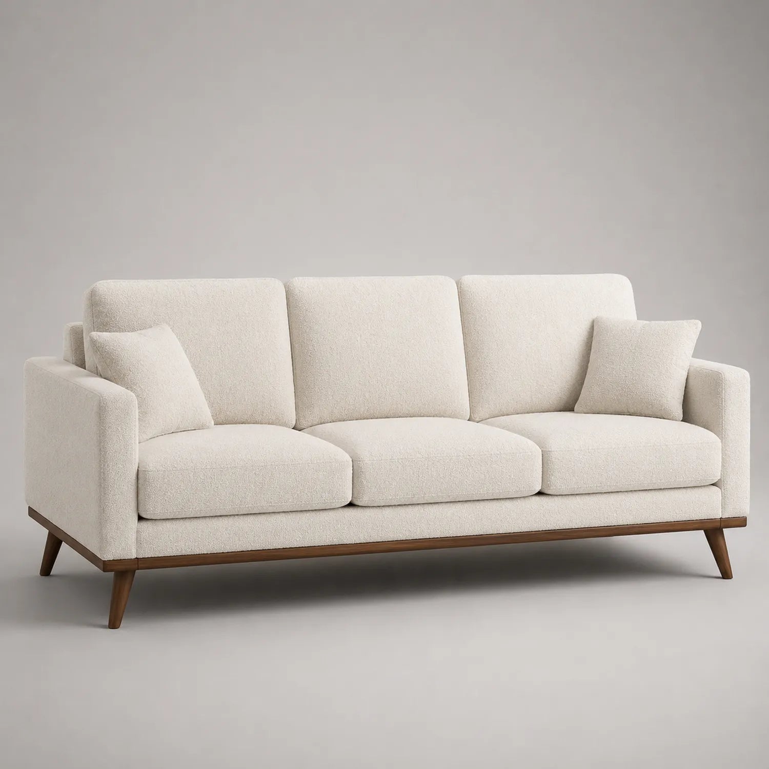 3-Sitzer Sofa mit Holzgestell und Polyestergewebe Beige
