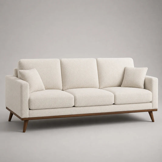 3-Sitzer Sofa mit Holzgestell und Polyestergewebe Beige
