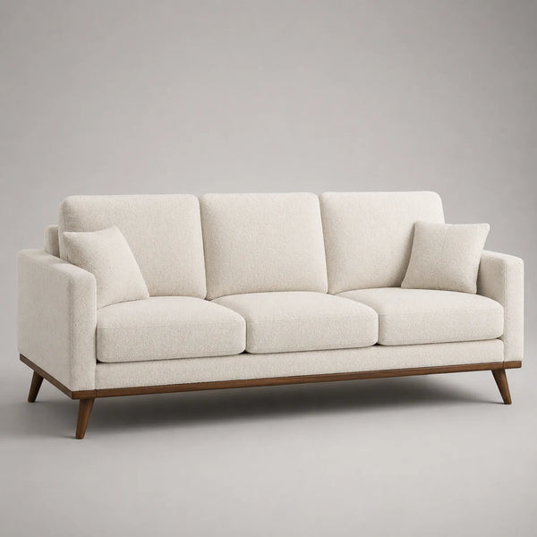 3-Sitzer Sofa mit Holzgestell und Polyestergewebe Beige