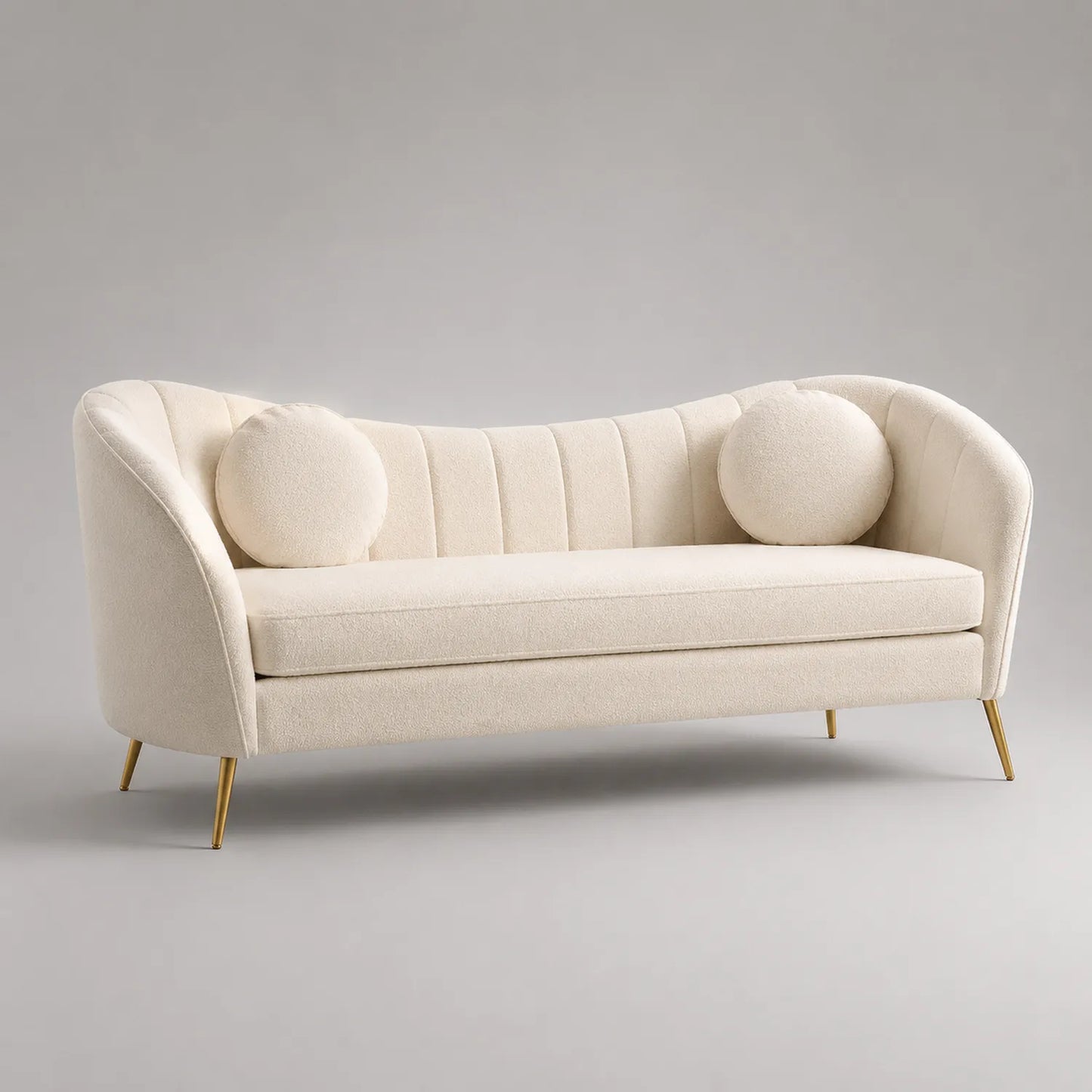 3-Sitzer Sofa Bouclé Creme Metallbeine 210cm