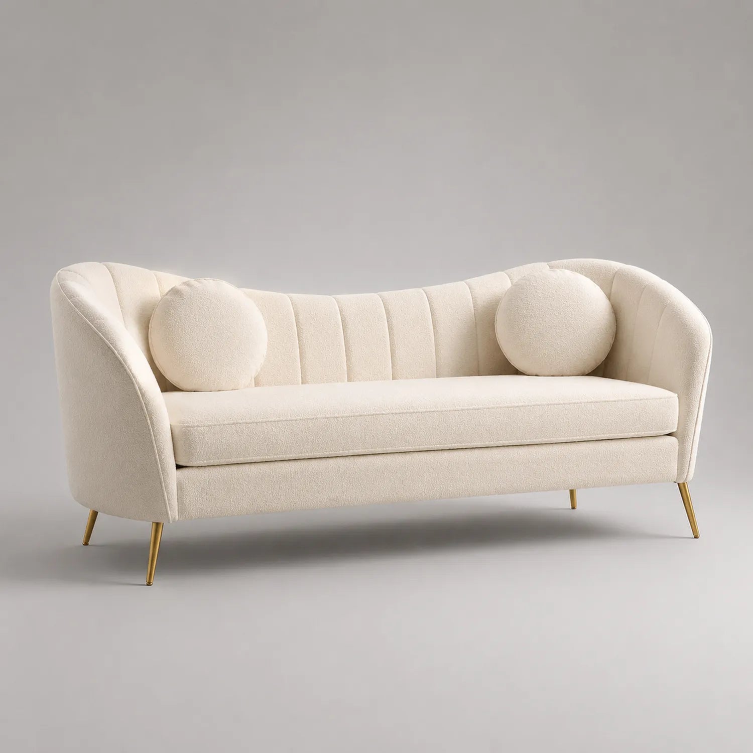 3-Sitzer Sofa Bouclé Creme Metallbeine 210cm