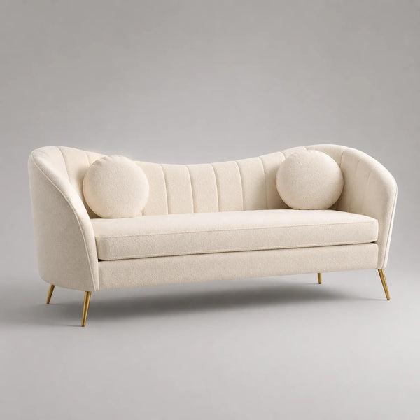 3-Sitzer Sofa Bouclé Creme Metallbeine 210cm