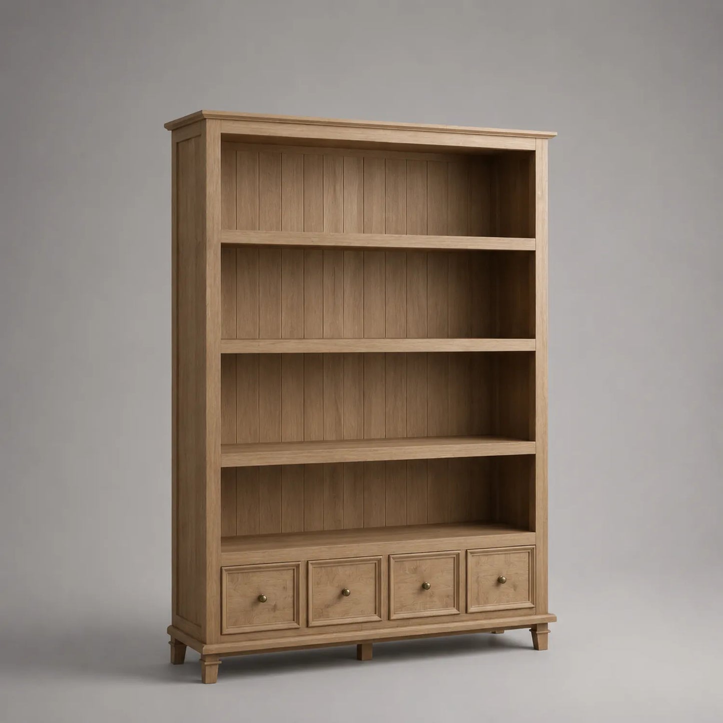 Bücherregal aus Eichenholz mit 4 Schubladen