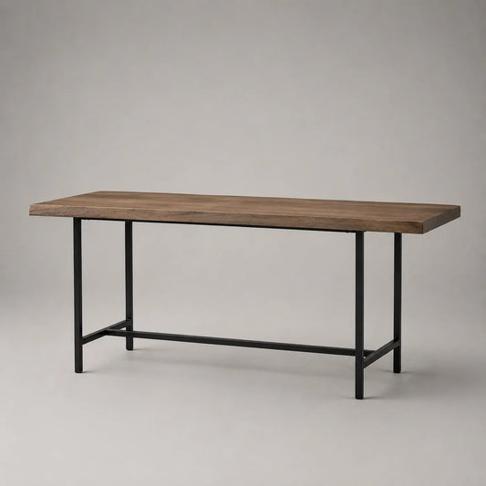 Holztisch Akazienholz und Metall 200cm x 90cm x 75cm Braun/Schwarz
