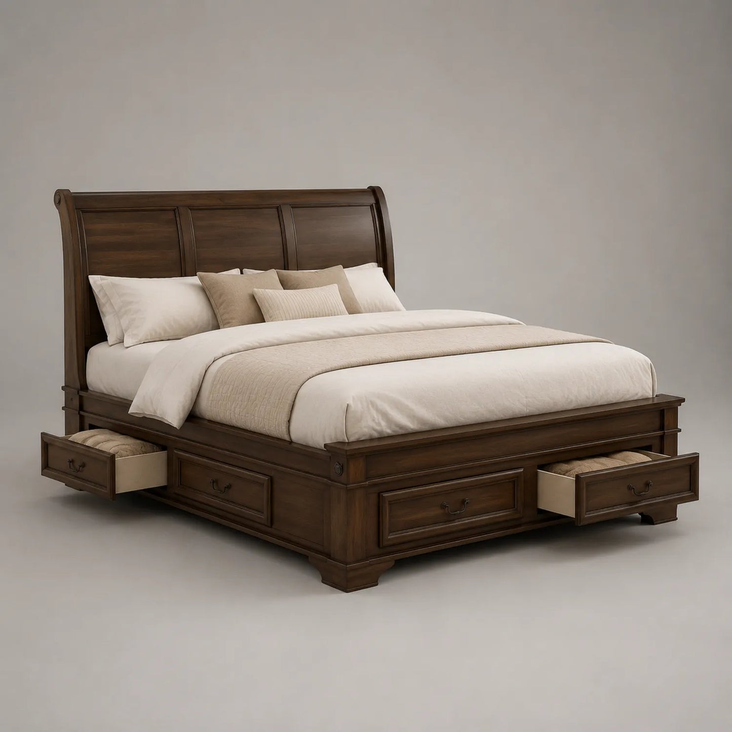 Holzbett mit Schubladen 200x180 cm Braun