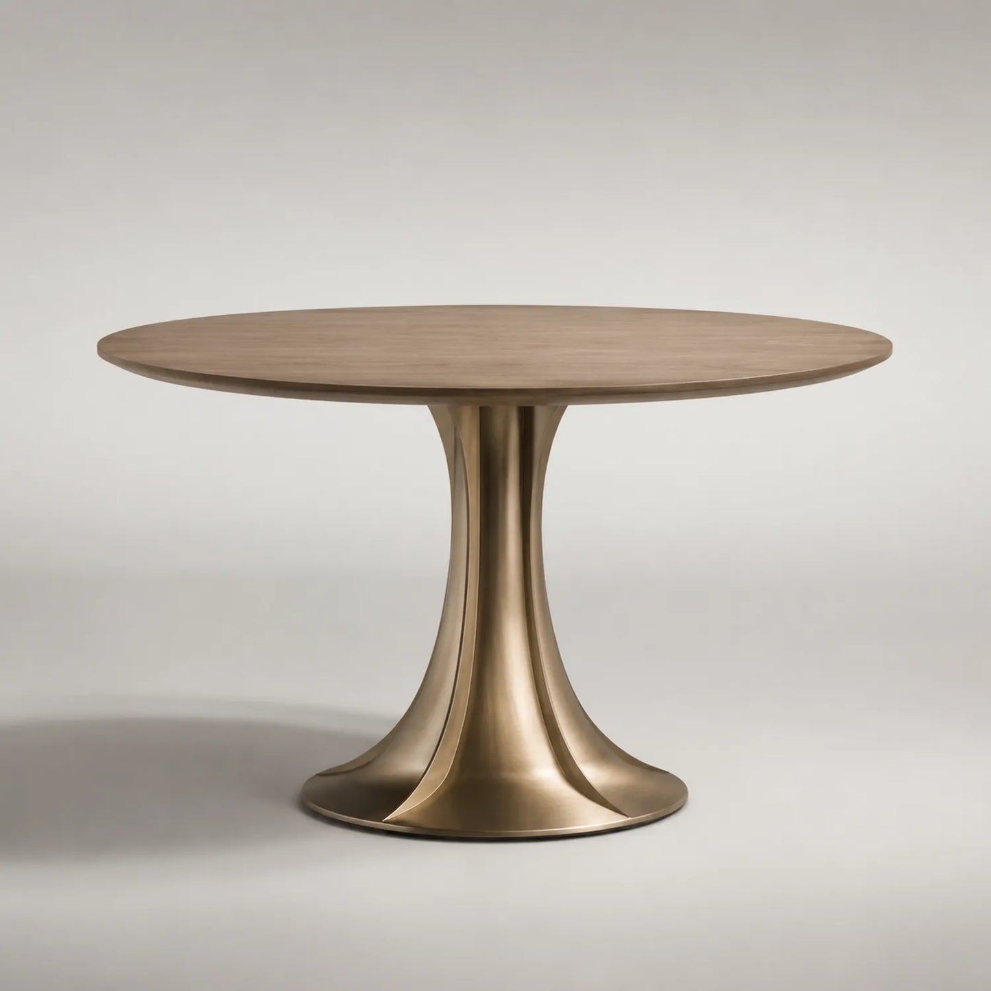 Runder Esstisch 120 cm Eiche Massivholz Bronzefuß