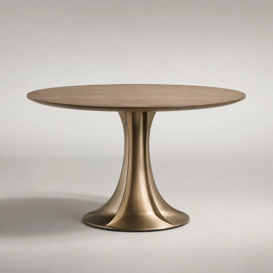 Runder Esstisch 120 cm Eiche Massivholz Bronzefuß