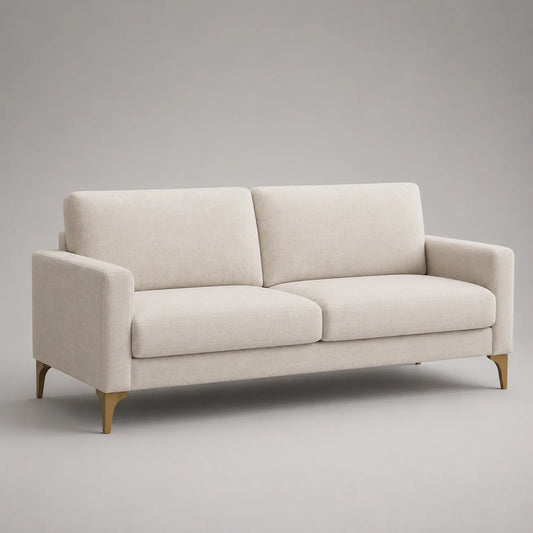 Stoffsofa 3-Sitzer Beige mit Buchenholzbeinen 200cm