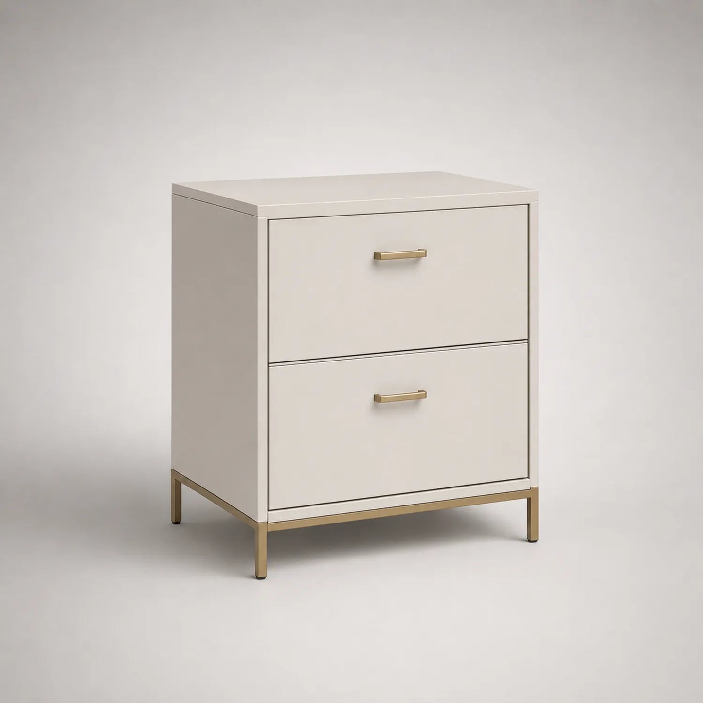Beige MDF Büroschrank mit 2 Metallgriff-Schubladen