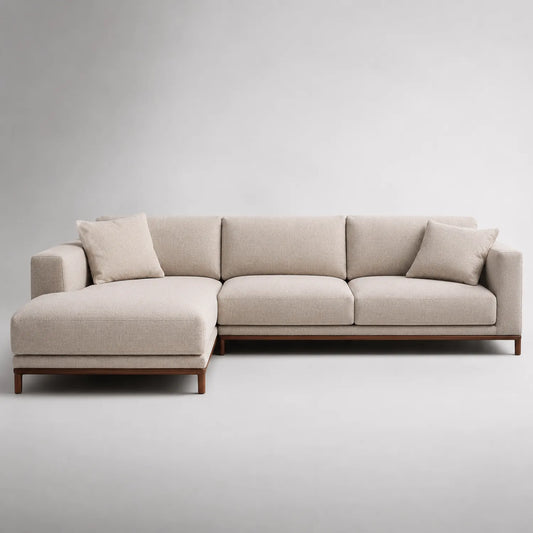 Ecksofa aus Stoff mit Holzrahmen, Beige, 280cm x 160cm