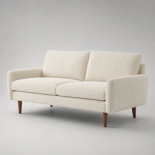 2-Sitzer Sofa Bouclé Stoff Holzfüße 150x85x88 cm