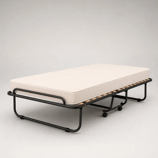 Klappbares Gästebett mit Metallrahmen und Rollen Beige 190cm x 80cm