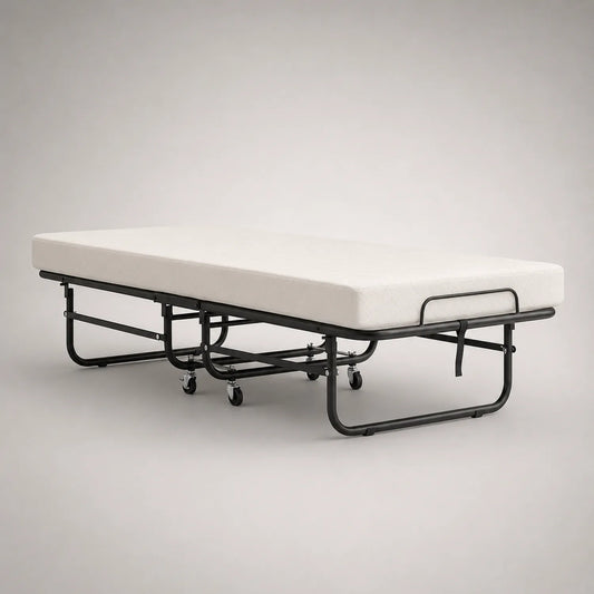 Metall Klappbett mit Memory-Schaumstoffmatratze 90x200 cm Schwarz
