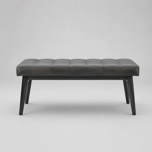 Schwarze Kunstlederbank mit Metallgestell 120cm
