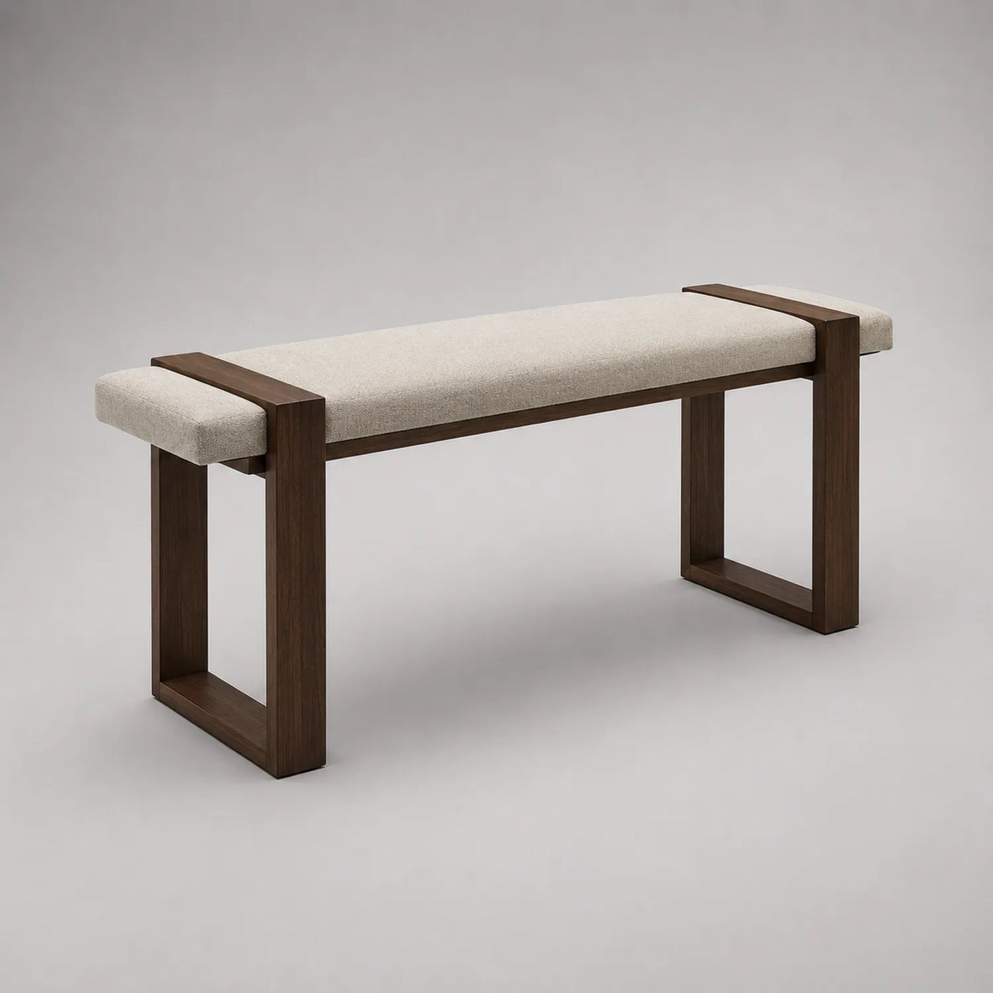 Flurbank aus Stoffbezug und Holz 120 cm Beige