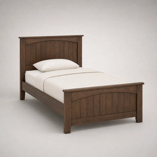 Einzelbett Eichenholz Dunkelbraun 200x100 cm mit Matratze und Kissen