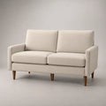 2-Sitzer Sofa mit Holzbeinen und Leinenbezug, Beige