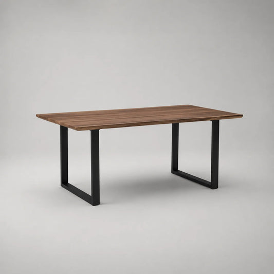 Esstisch Walnussholz Metall 180x90x75 cm