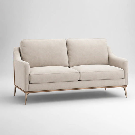 3-Sitzer Sofa Holzrahmen Leinen Beige