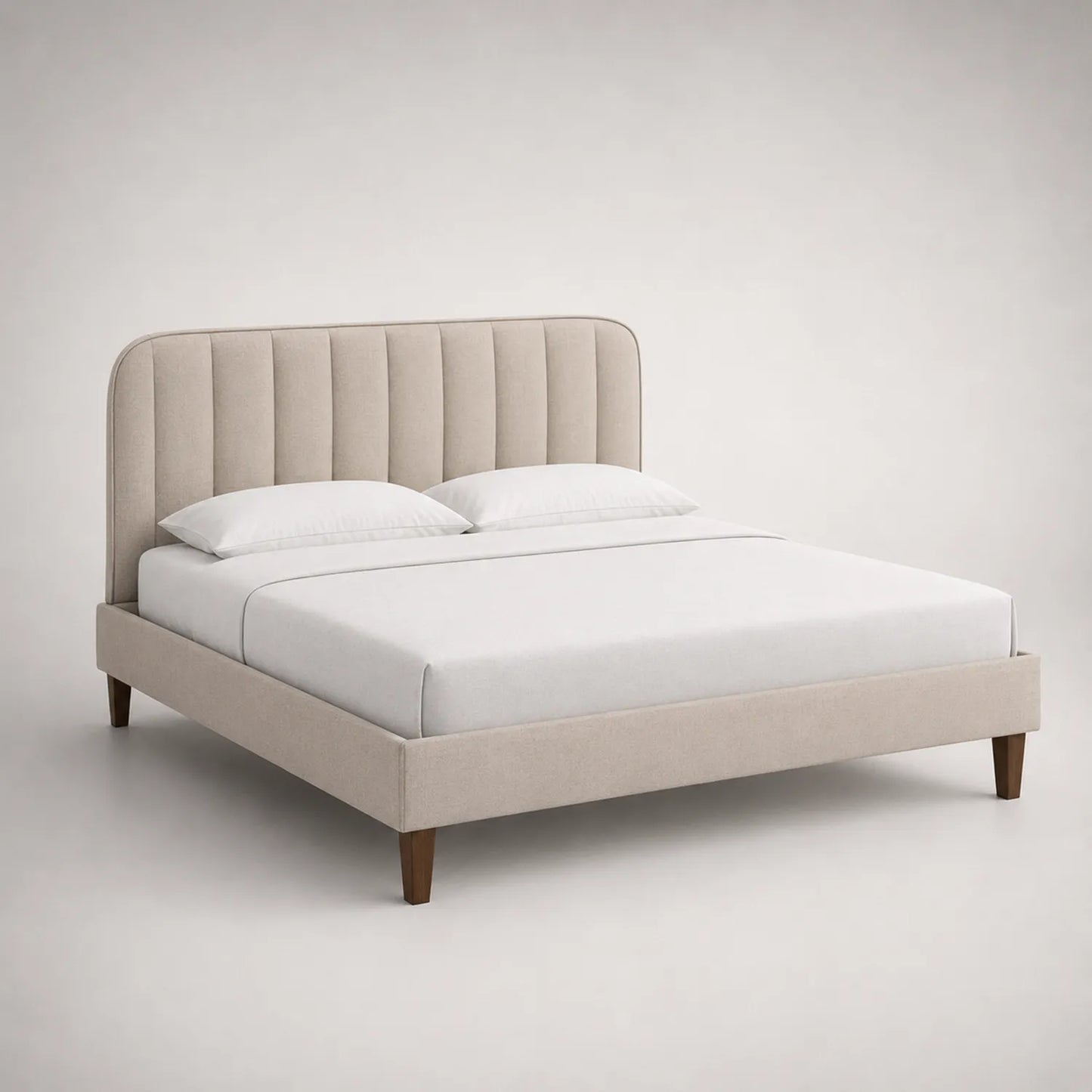 Polsterbett mit Leinenstoffkopfteil Beige 200x160 cm