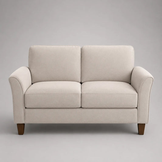 Beige 2-Sitzer Sofa mit Eichenholzbeinen