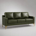 3-Sitzer Ledersofa aus PU-Leder mit Metallbeinen in Grün