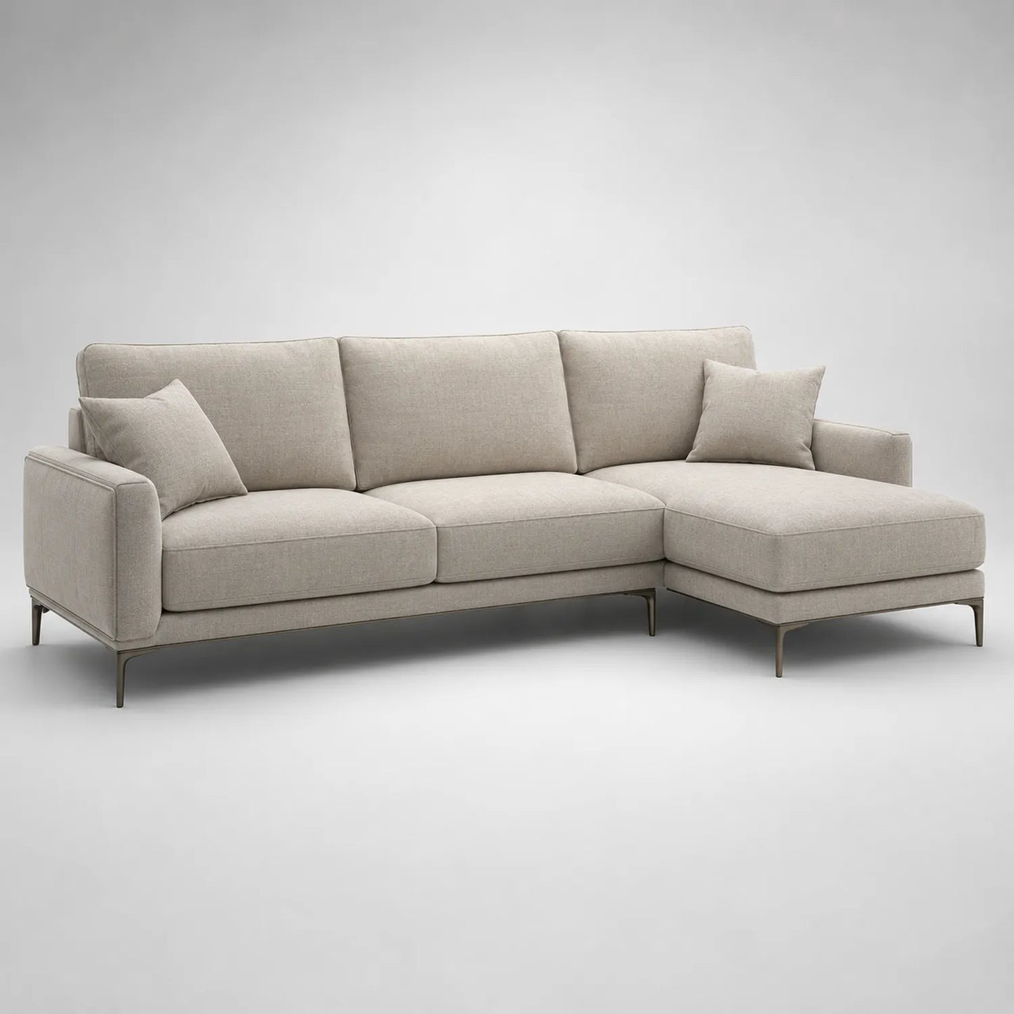 Ecksofa L-förmig Stoff Beige Metallfüße