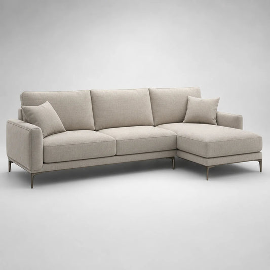Ecksofa L-förmig Stoff Beige Metallfüße