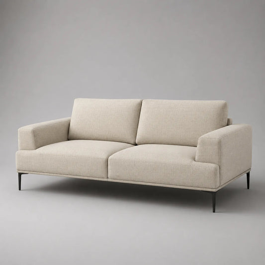 3-Sitzer Sofa Stoff Creme Metallrahmen