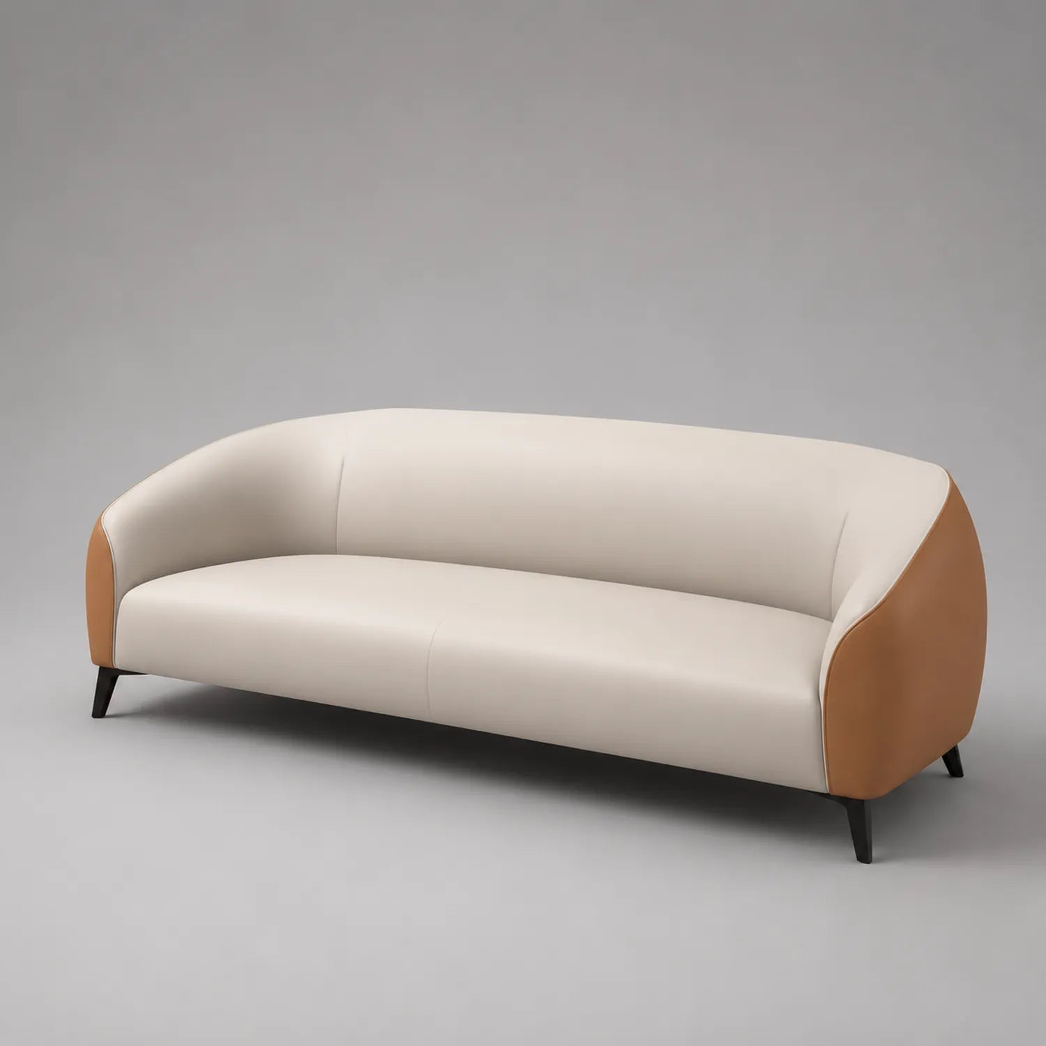 3-Sitzer Sofa Lederimitat Beige/Braun 220 cm