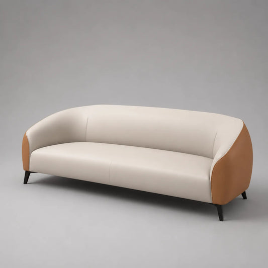3-Sitzer Sofa Lederimitat Beige/Braun 220 cm