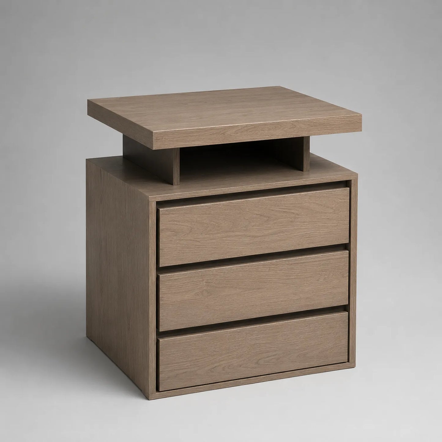 Holz Nachttisch mit 3 Schubladen Eiche Hellbraun