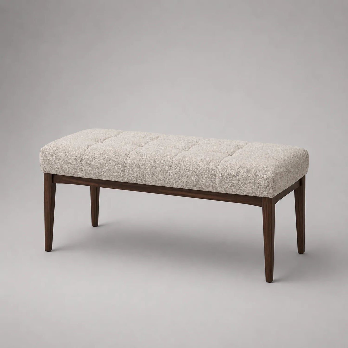 Bank mit Stoffbezug Beige und Holzbeinen 120 x 40 x 45 cm