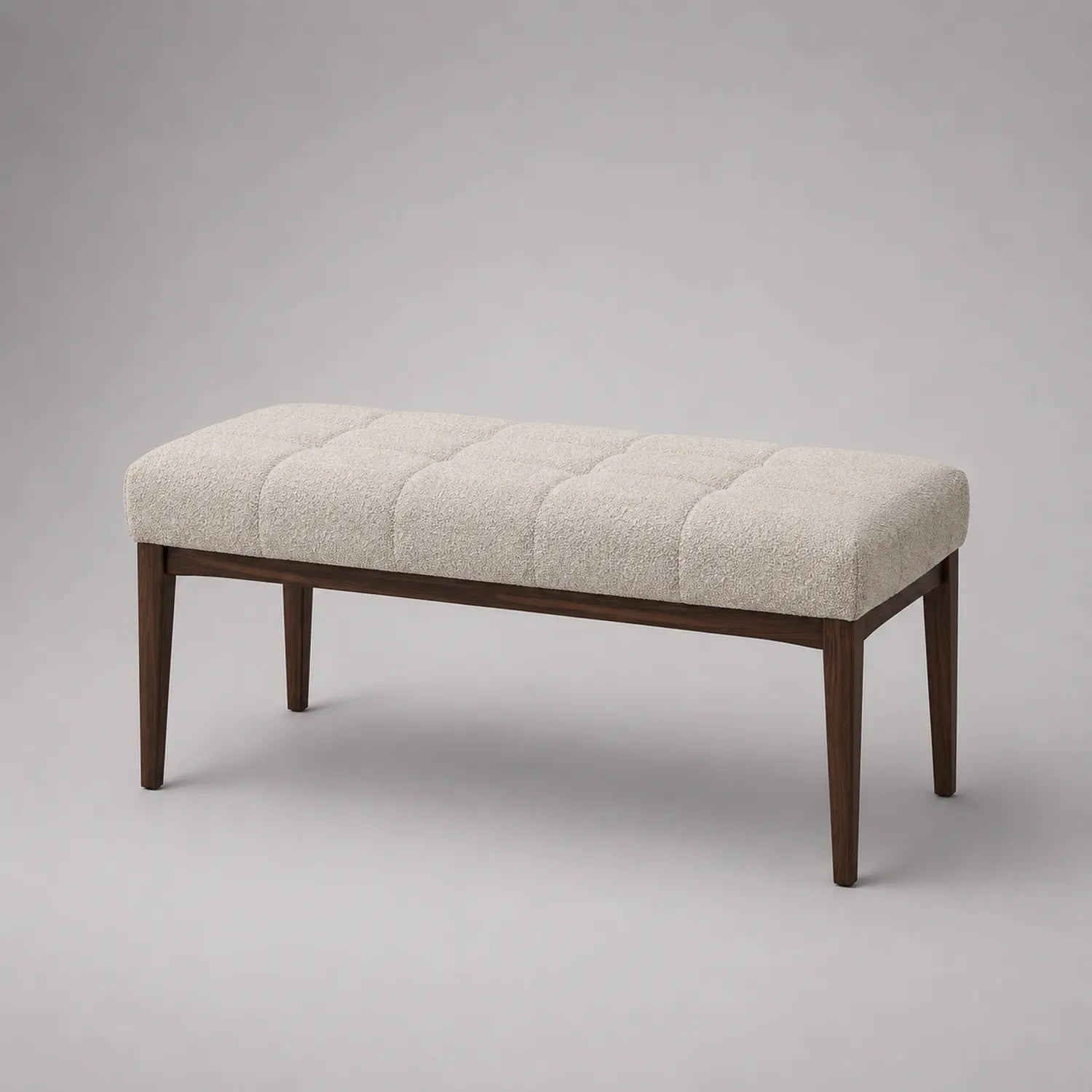 Bank mit Stoffbezug Beige und Holzbeinen 120 x 40 x 45 cm