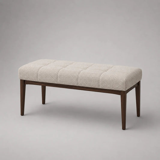 Bank mit Stoffbezug Beige und Holzbeinen 120 x 40 x 45 cm