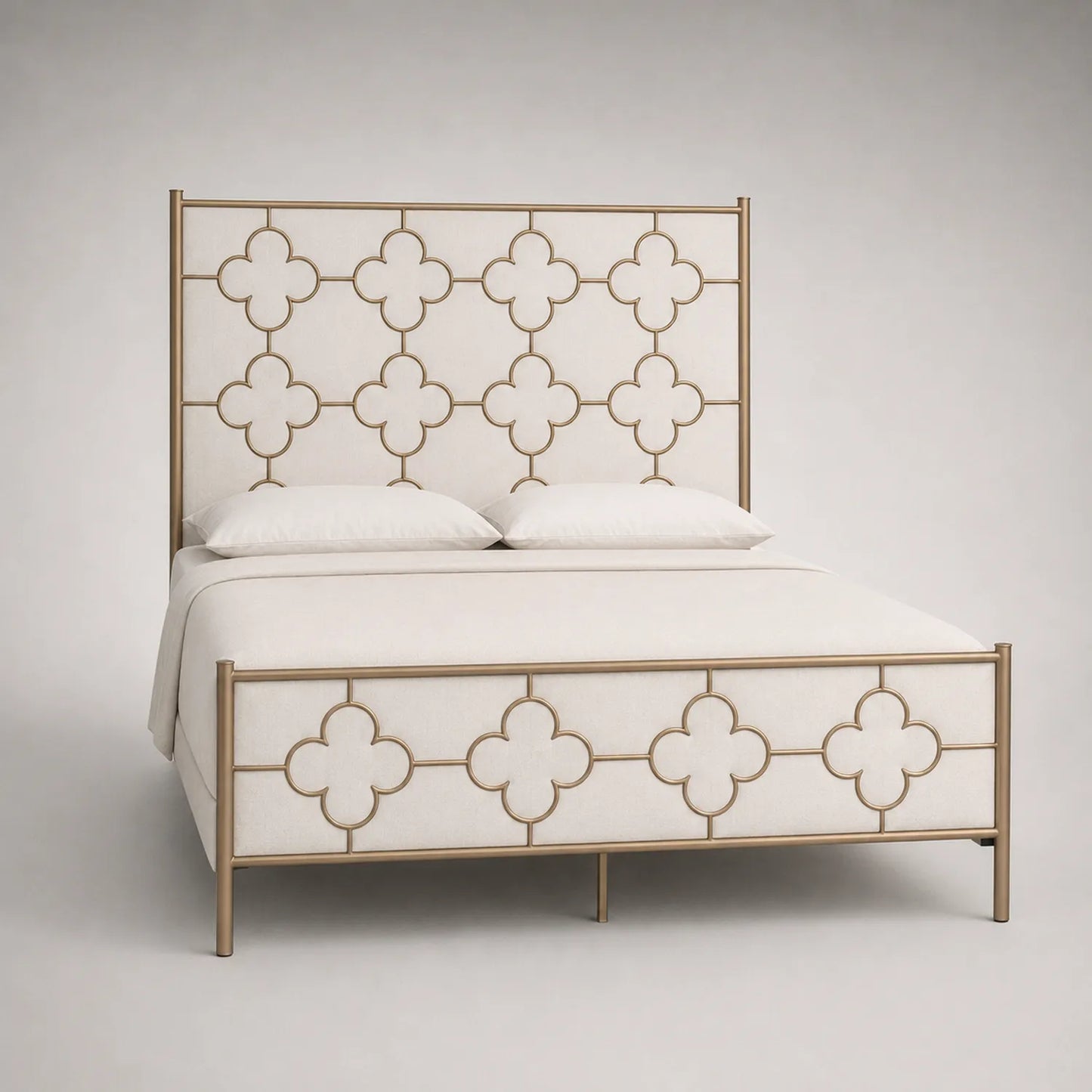 Metallbett mit Polyestergewebe-Kopfteil Creme 200x180cm