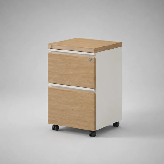 Rollcontainer mit 2 Schubladen in Holzoptik und Metall, 40x50x60cm