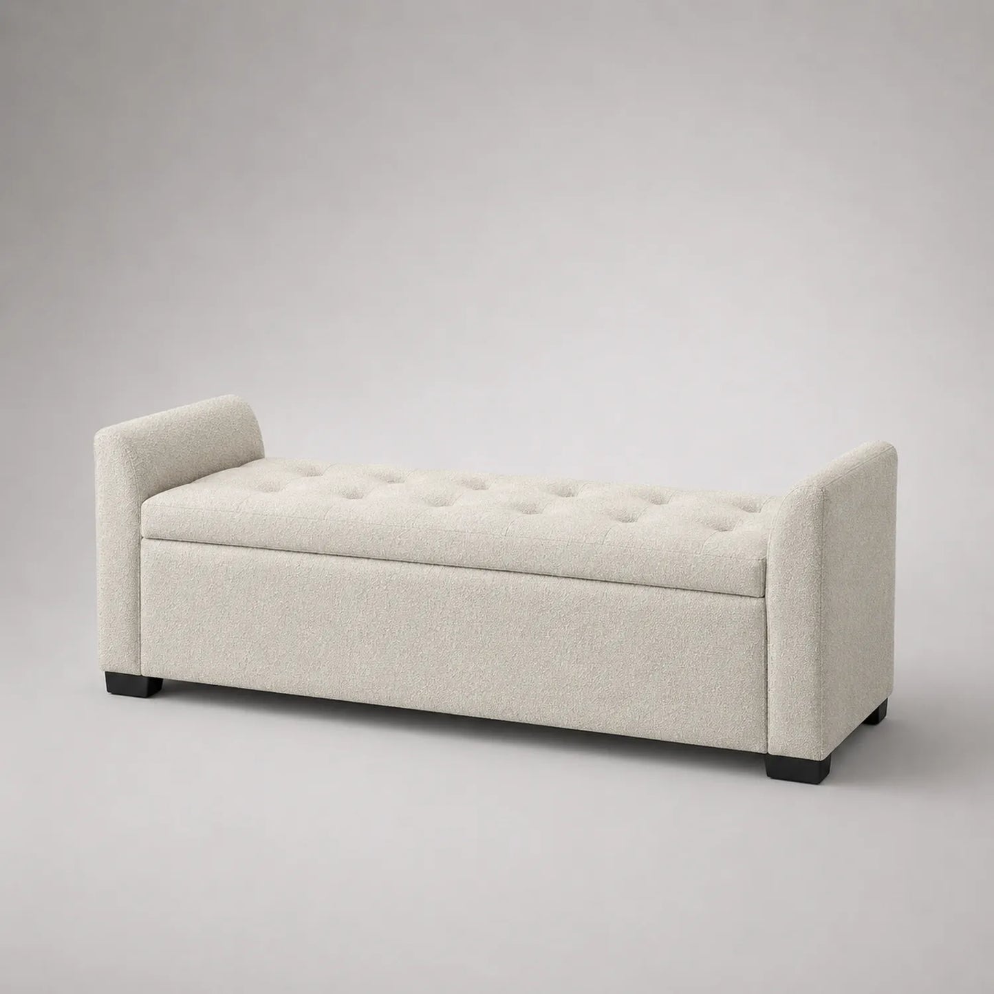 Beige Polsterbank mit Stauraum