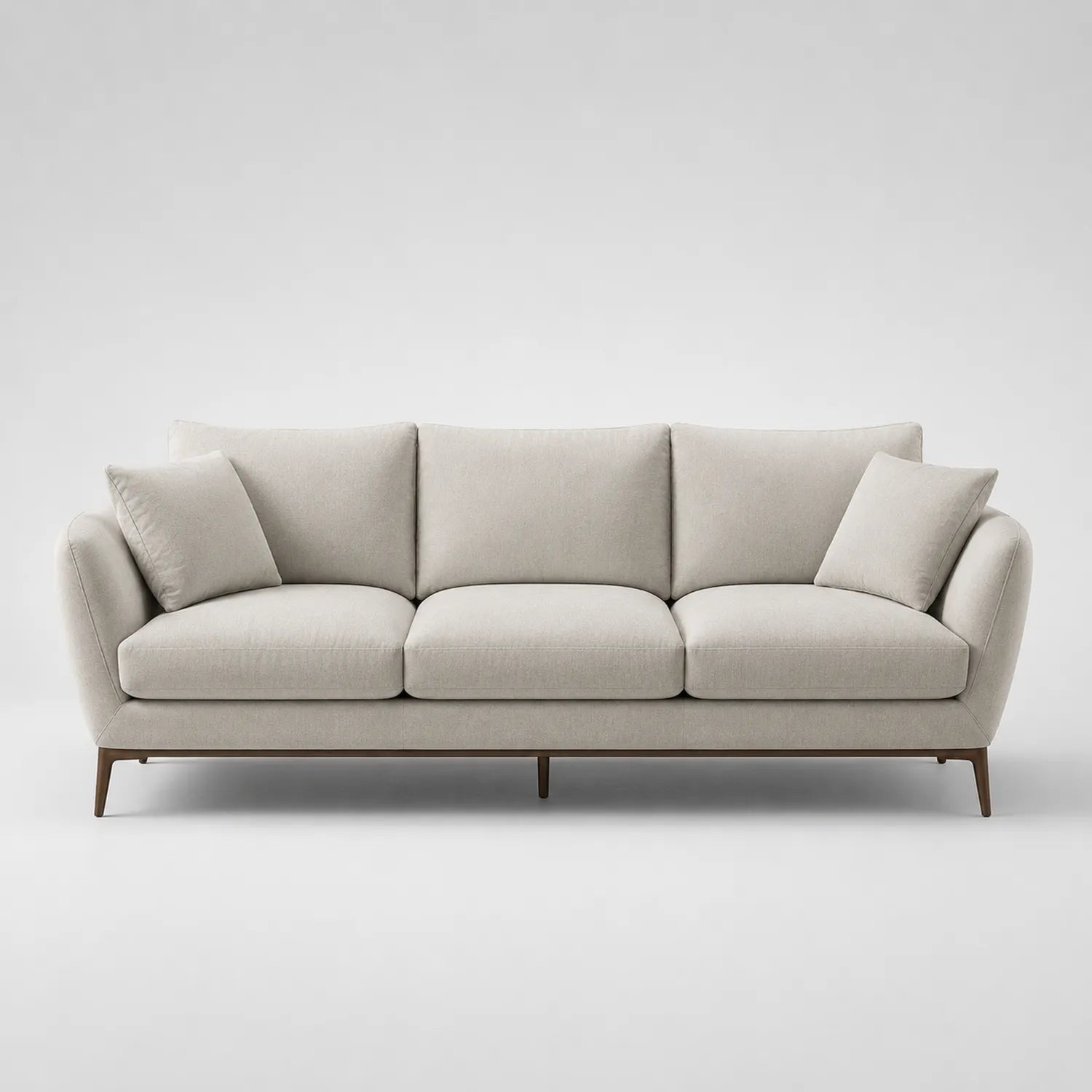 3-Sitzer Sofa Beige Polyester mit Holzbeinen